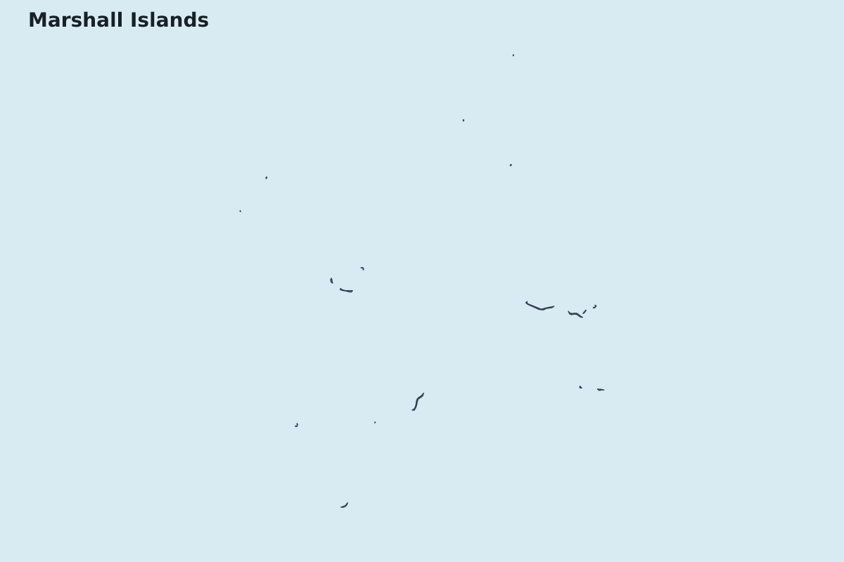 Highlight map of Marshall Islands with internal administrative boundaries.