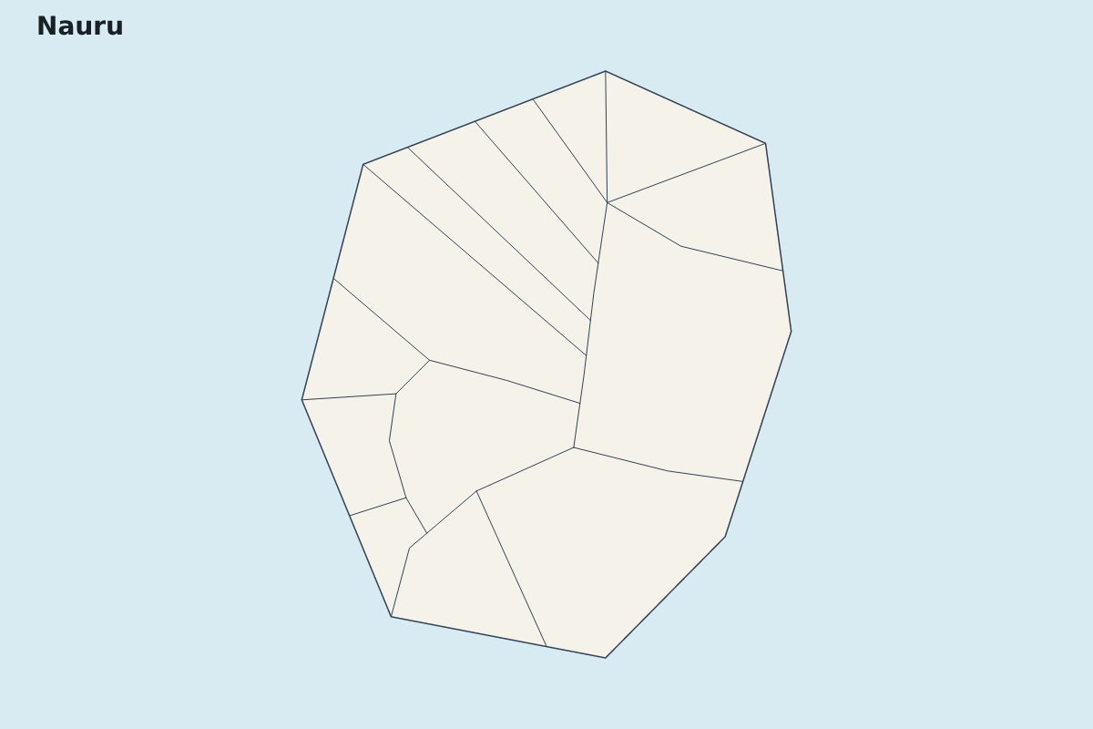 Highlight map of Nauru with internal administrative boundaries.