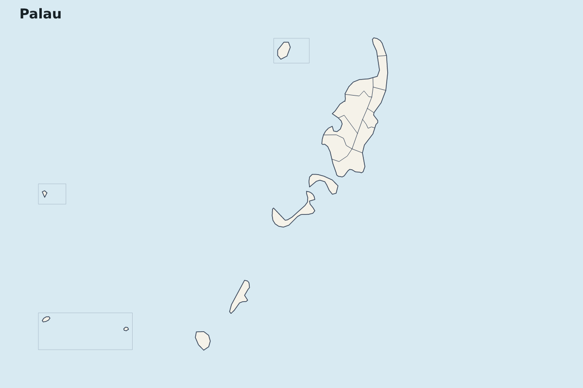 Highlight map of Palau with internal administrative boundaries.