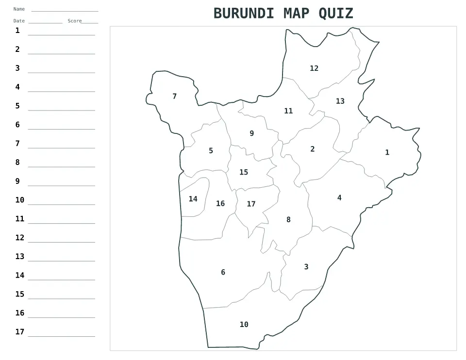 Vista previa del mapa Cuestionario numerado de Burundi