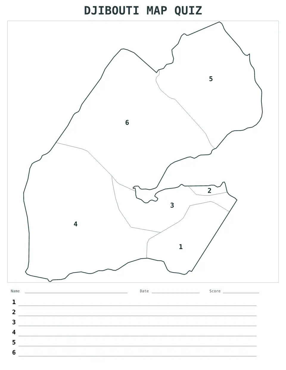 Aperçu de la carte Quiz numéroté de Djibouti