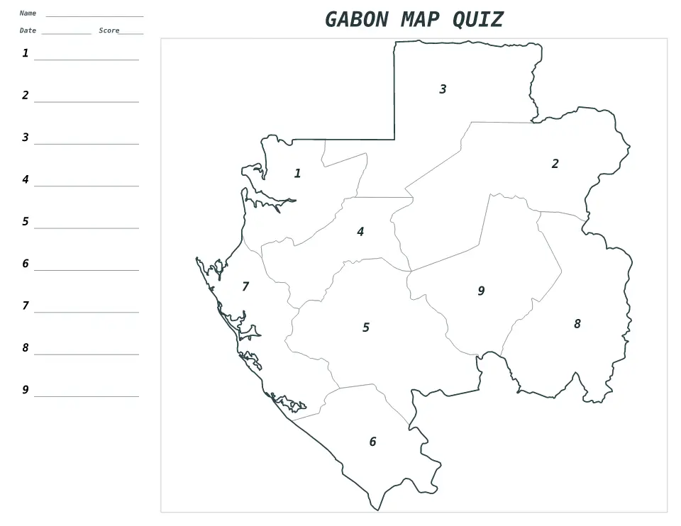 Aperçu de la carte Quiz numéroté de Gabon