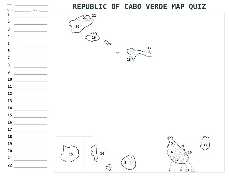 Vista previa del mapa Cuestionario numerado de Republic of Cabo Verde