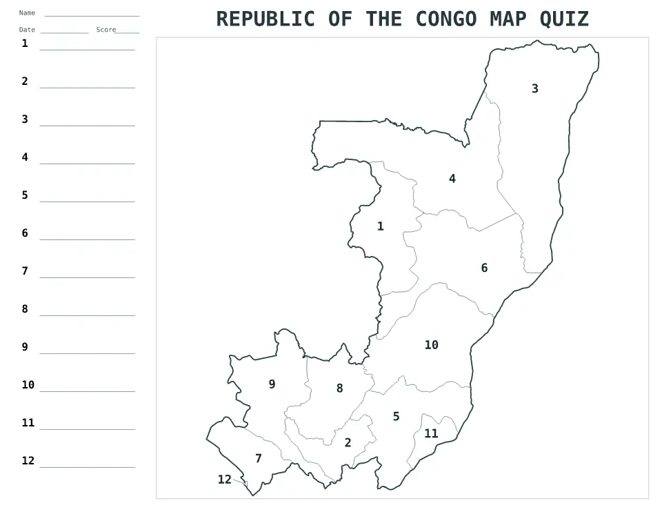 Vista previa del mapa Cuestionario numerado de Republic of the Congo