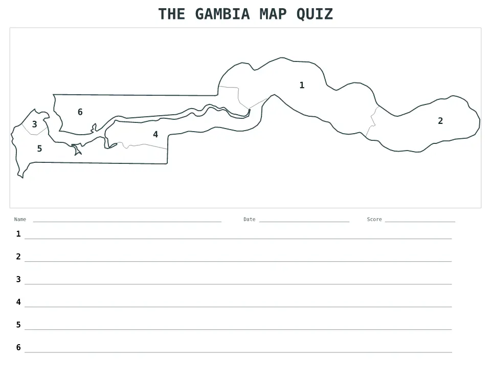 Aperçu de la carte Quiz numéroté de The Gambia
