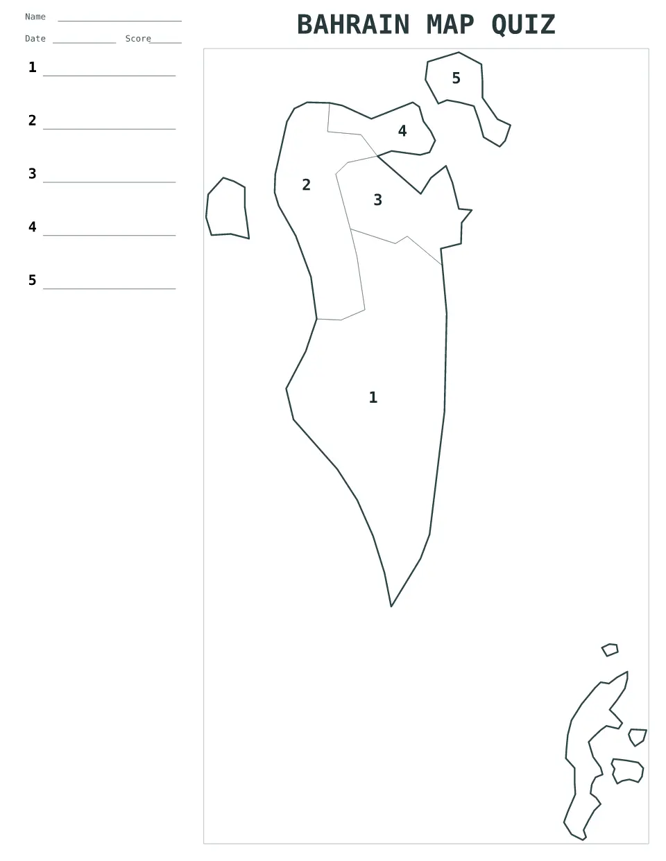Aperçu de la carte Quiz numéroté de Bahrain