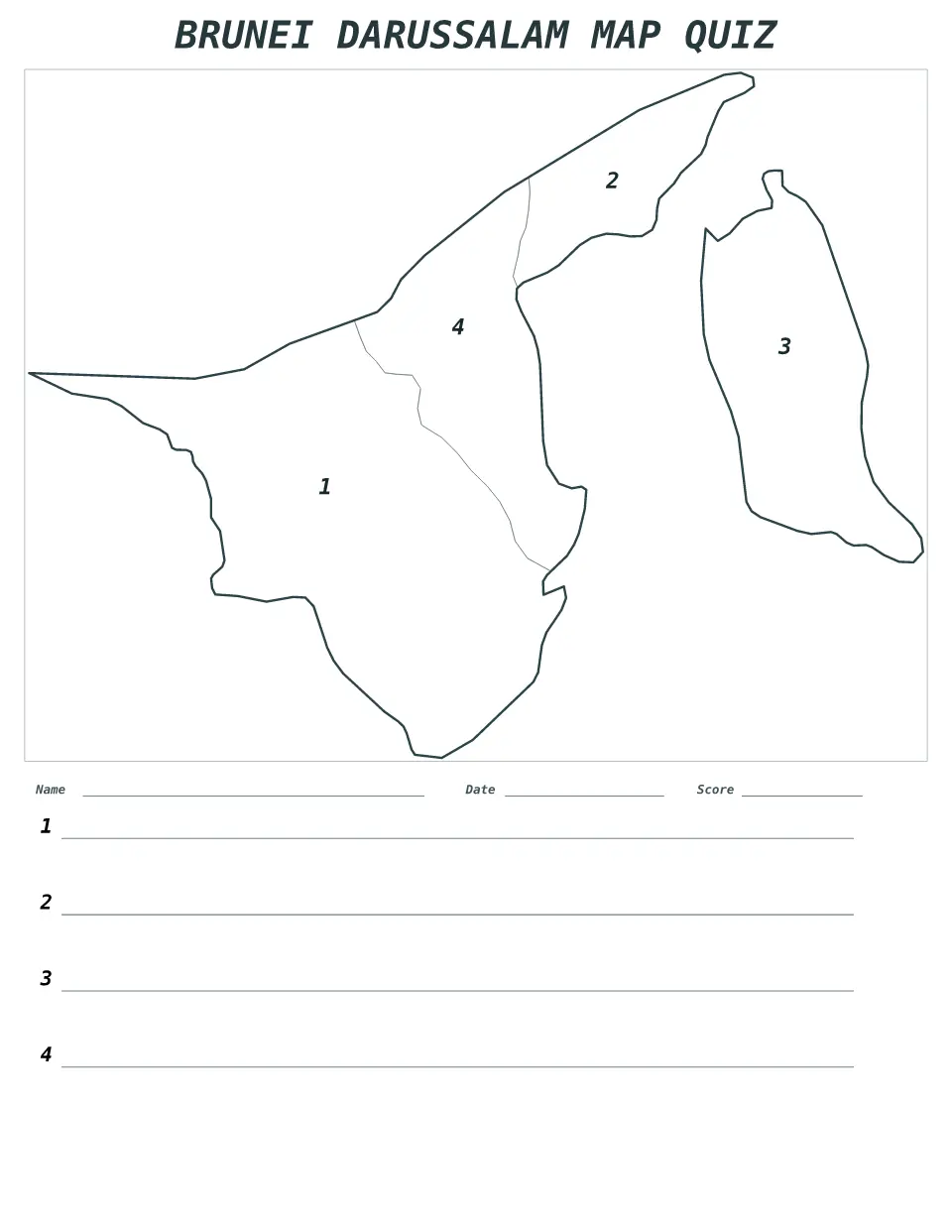 Vista previa del mapa Cuestionario numerado de Brunei Darussalam