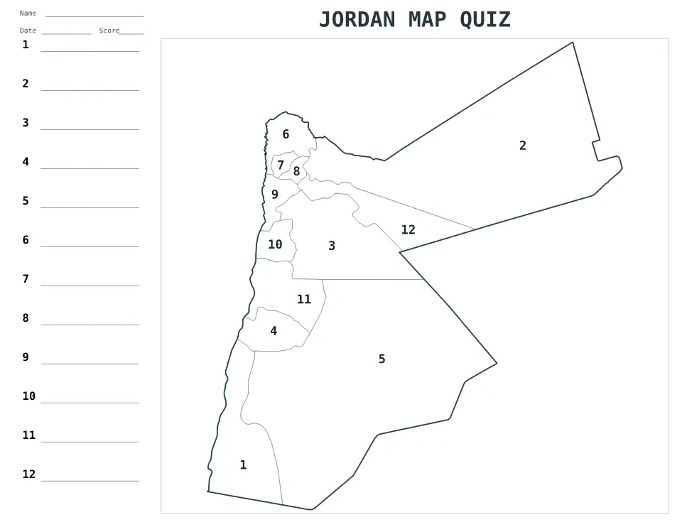 Jordan Numbered quiz map preview