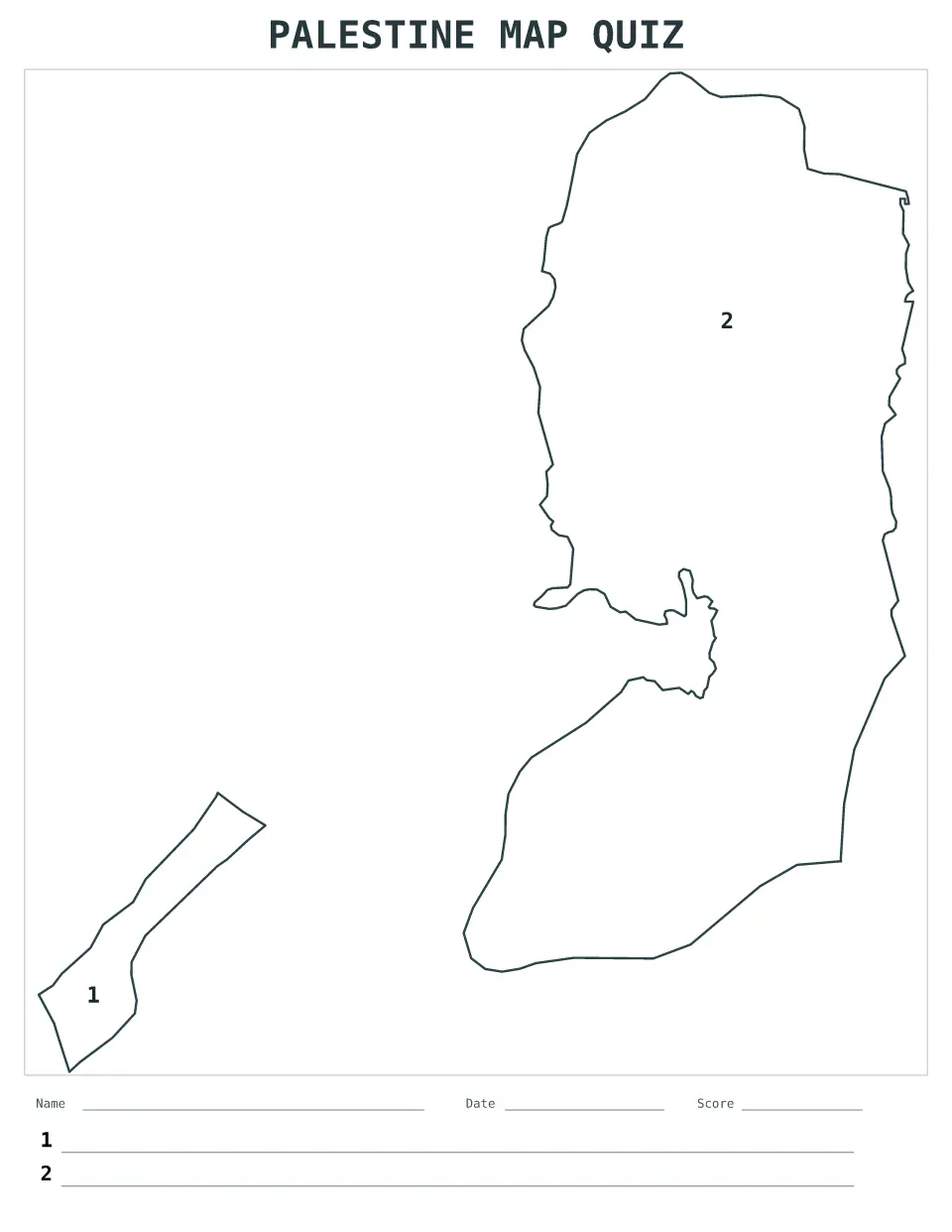 Vista previa del mapa Cuestionario numerado de Palestine