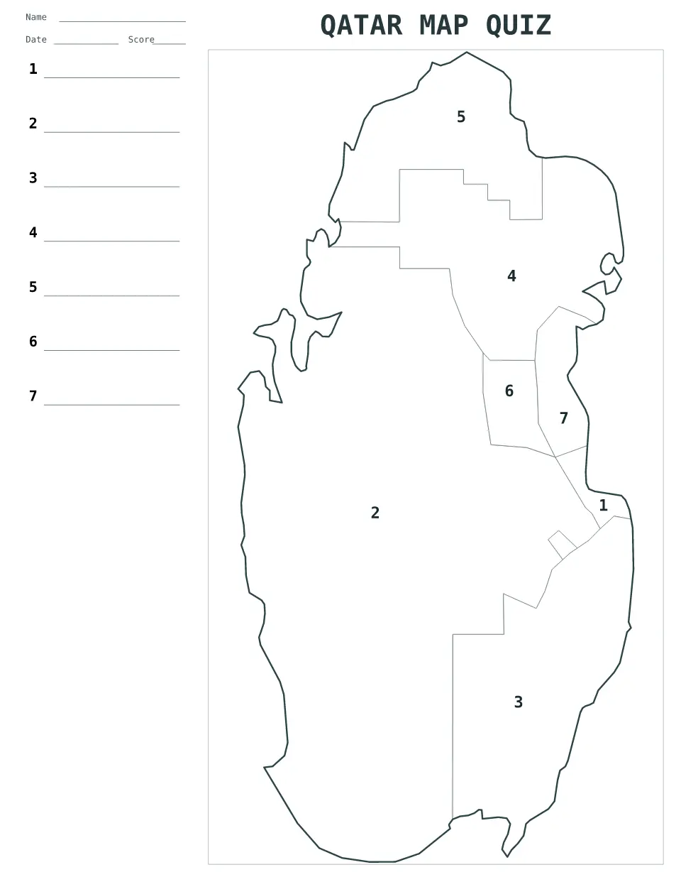 Vista previa del mapa Cuestionario numerado de Qatar