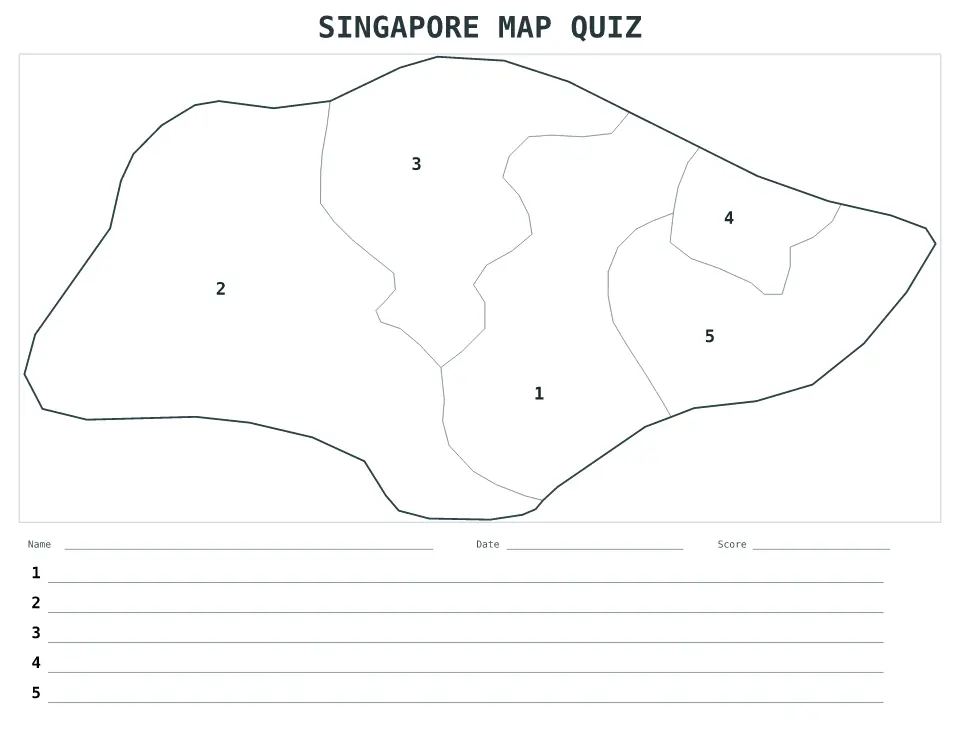Aperçu de la carte Quiz numéroté de Singapore