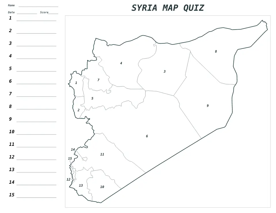 Aperçu de la carte Quiz numéroté de Syria