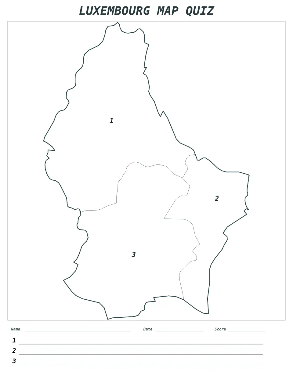 Luxembourg Numbered quiz map preview