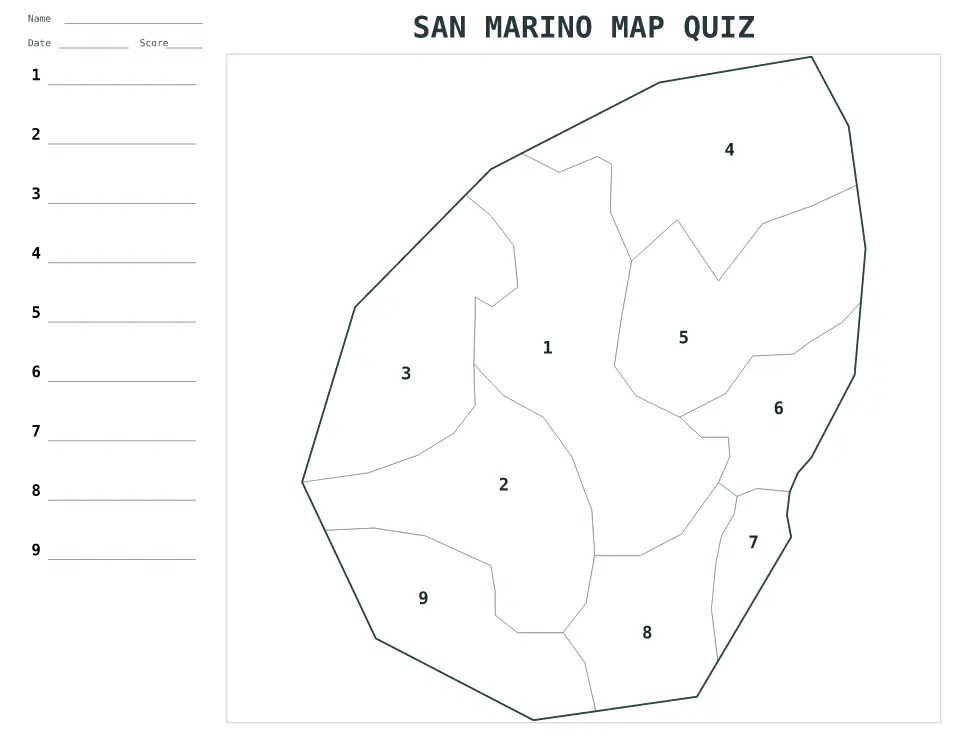 Aperçu de la carte Quiz numéroté de San Marino
