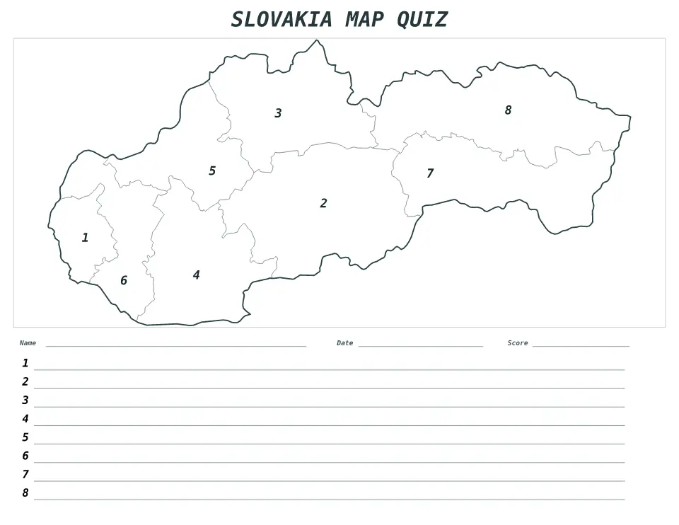 Aperçu de la carte Quiz numéroté de Slovakia