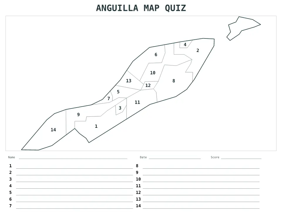 Vista previa del mapa Cuestionario numerado de Anguilla