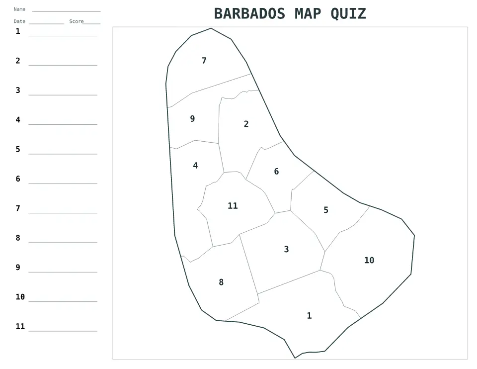 Aperçu de la carte Quiz numéroté de Barbados