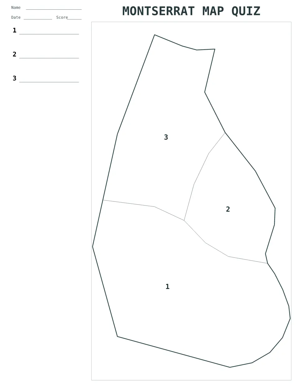 Montserrat Numbered quiz map preview