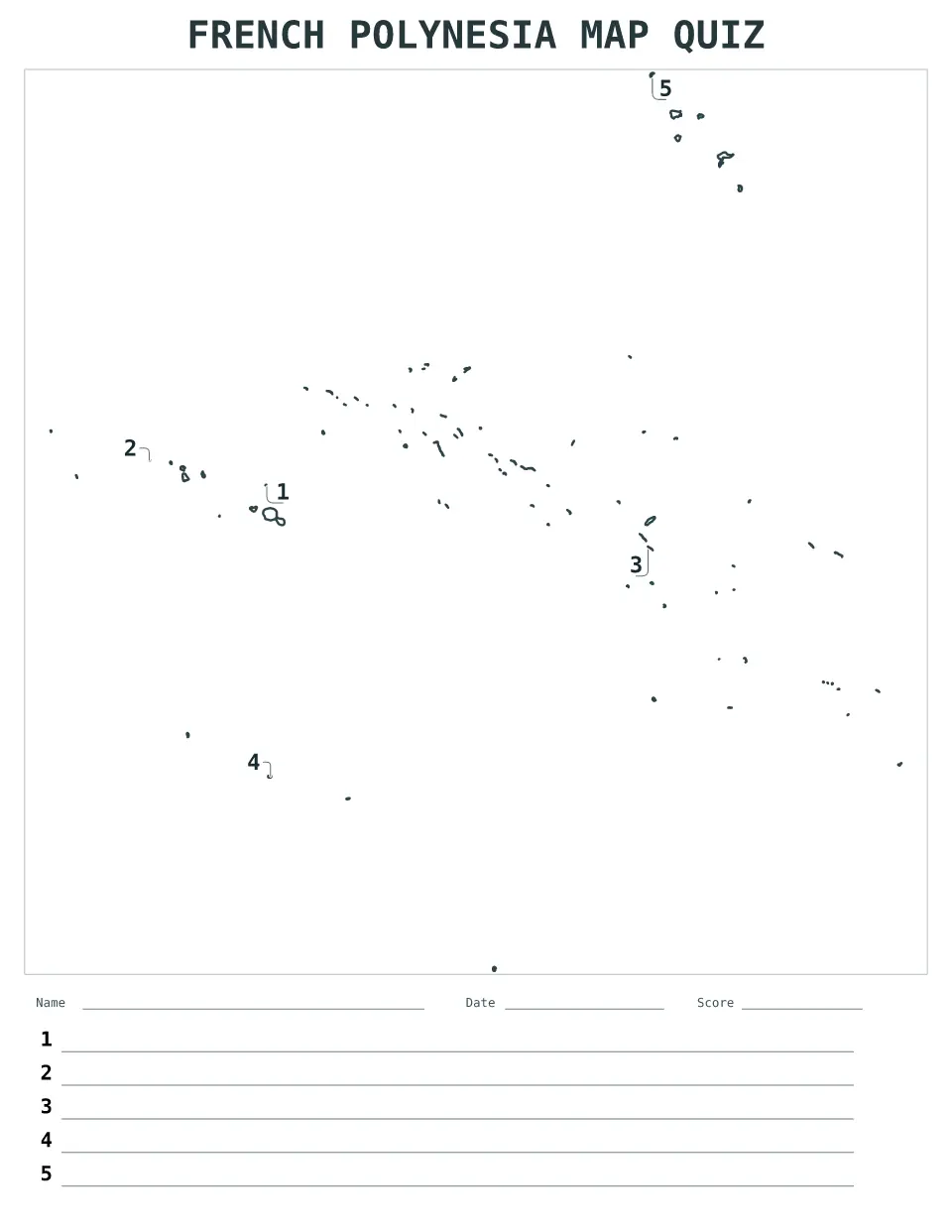 Aperçu de la carte Quiz numéroté de French Polynesia