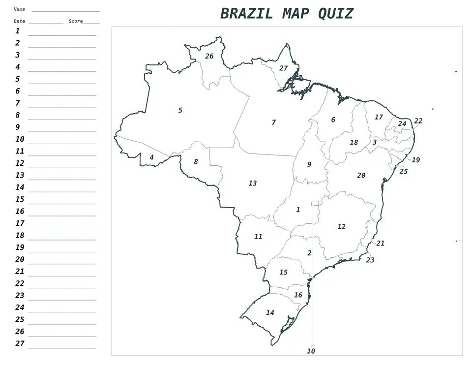 Vista previa del mapa Cuestionario numerado de Brazil