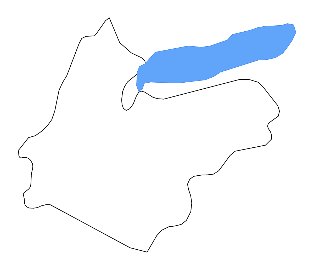 Mapa de contorno de Aïn Témouchent, Algeria con lagos.