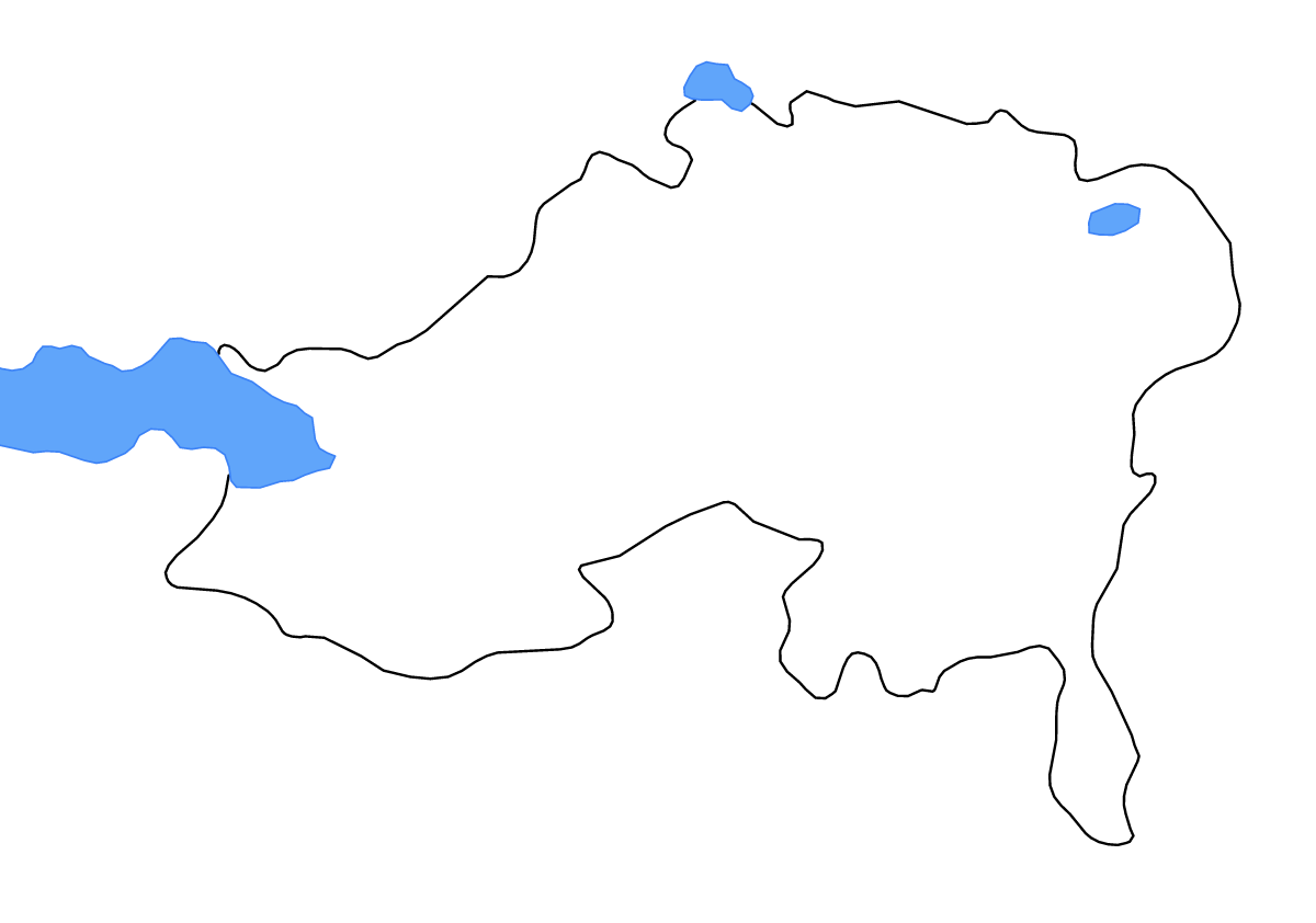 Mapa de contorno de Batna, Algeria con lagos.