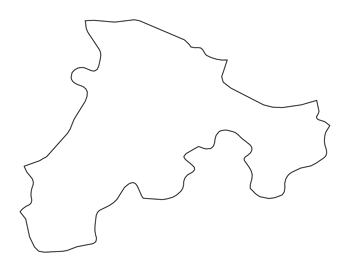 Outline map of Béjaïa, Algeria with rivers.