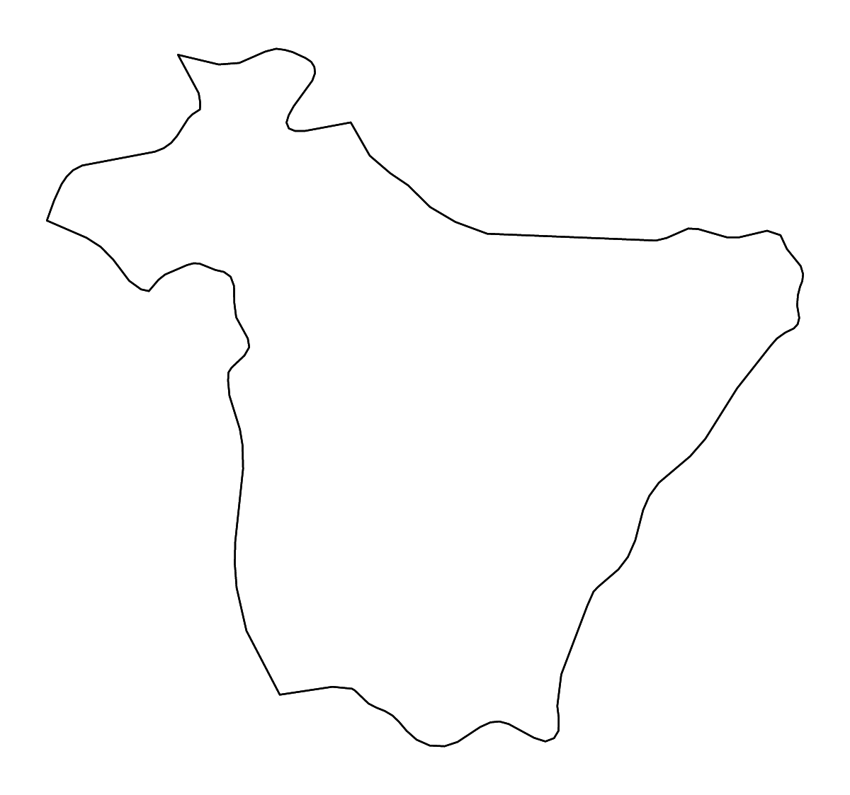Mapa de contorno de Bouïra, Algeria con ríos.