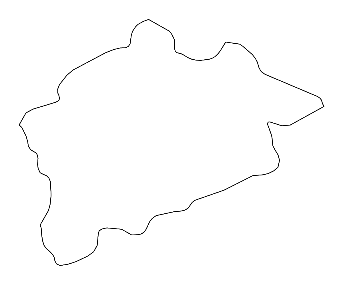 Mapa de contorno de Guelma, Algeria con ríos.