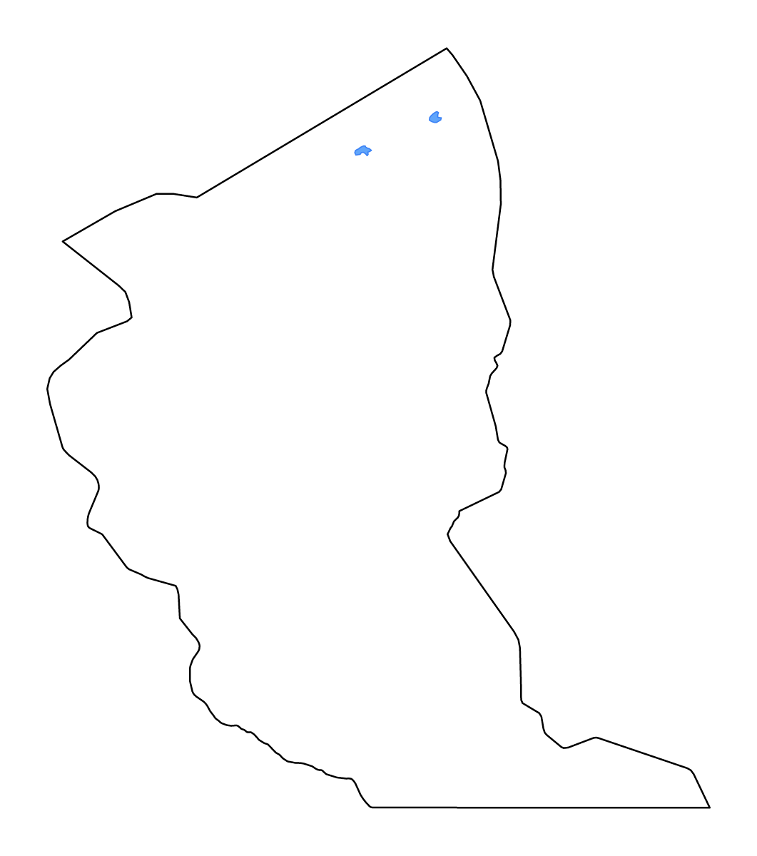 Outline map of Illizi, Algeria with lakes and rivers.