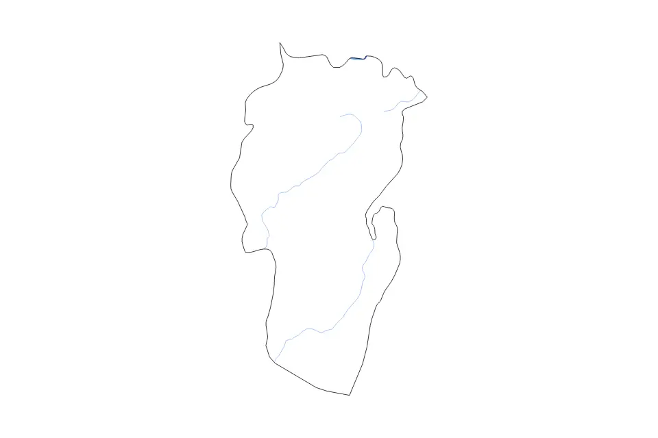 Outline map of Khenchela, Algeria with subdivision borders and major lakes and rivers.