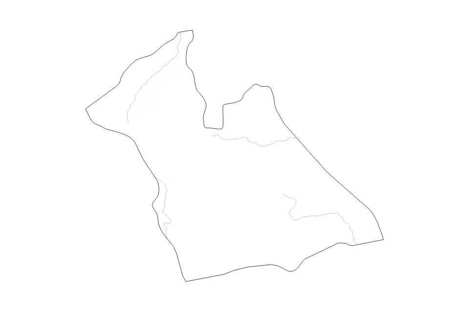 Outline map of Laghouat, Algeria with subdivision borders and rivers.