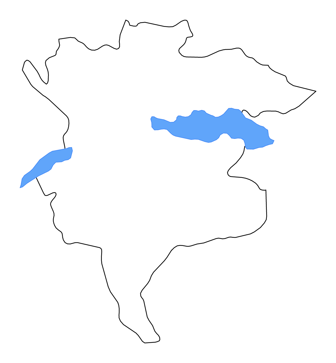 Carte de contour de M'Sila, Algeria avec lacs et rivières.