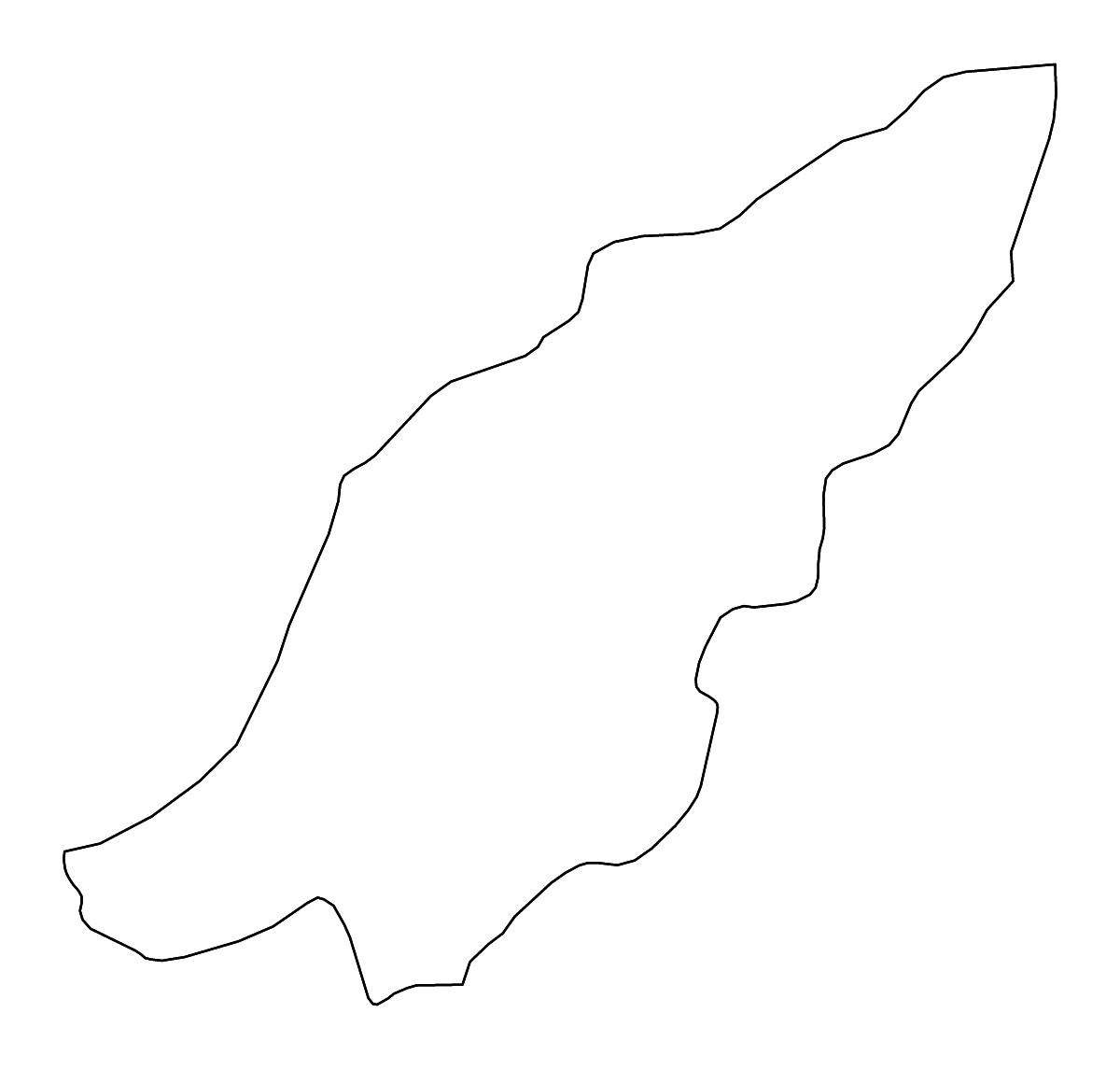 Mapa de contorno de Mostaganem, Algeria con ríos.