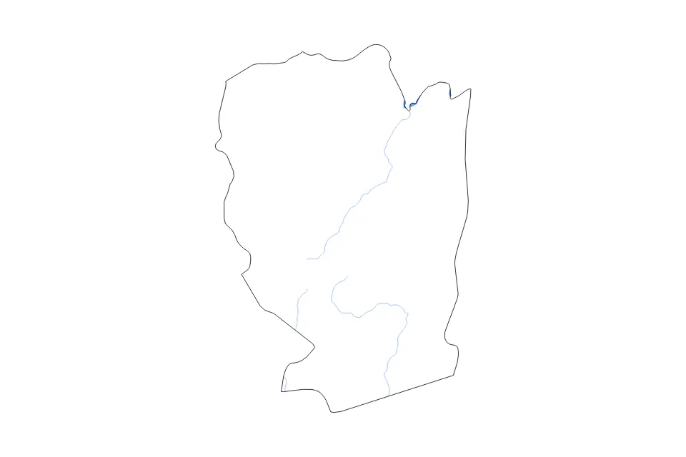 Outline map of Naama, Algeria with subdivision borders and major lakes and rivers.