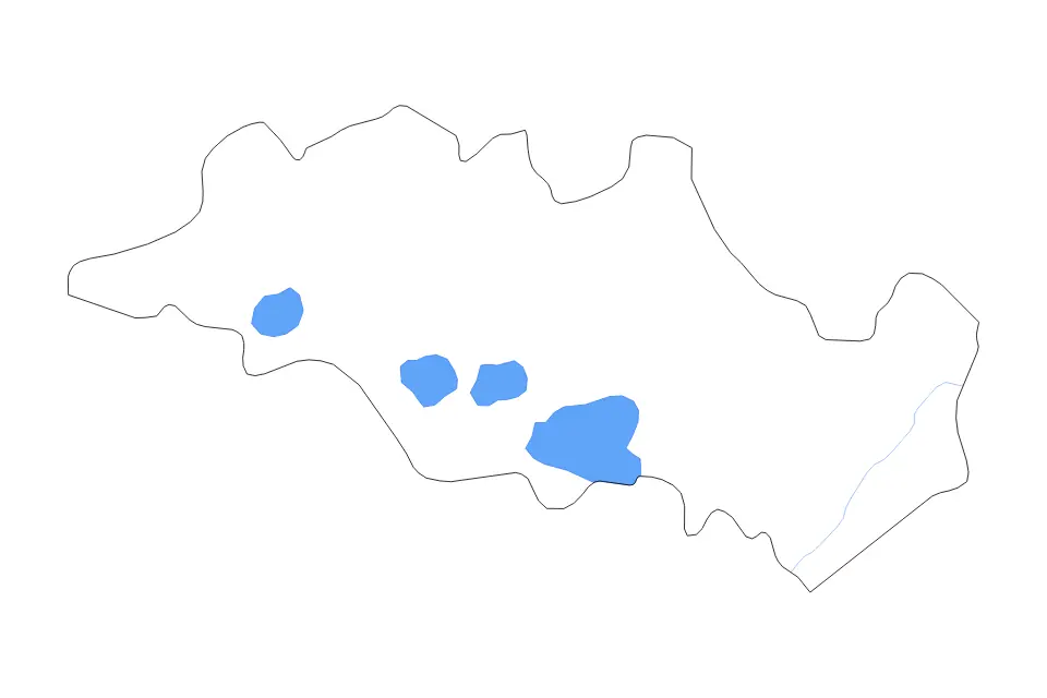 Mapa de Oum El Bouaghi, Algeria de tipo contorno, lagos y ríos para África, con contorno, lagos y ríos con elementos de agua como Sebkhet ez Zemoul, Garaet el Tarf y Garaet Annk Djemel.