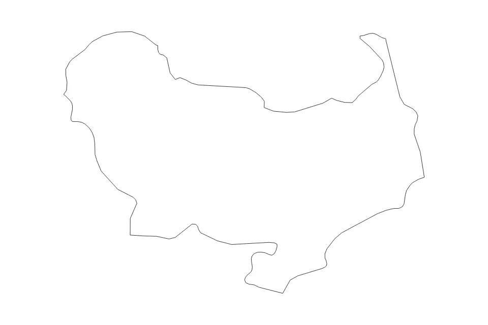 Outline map of Skikda, Algeria with subdivision borders.