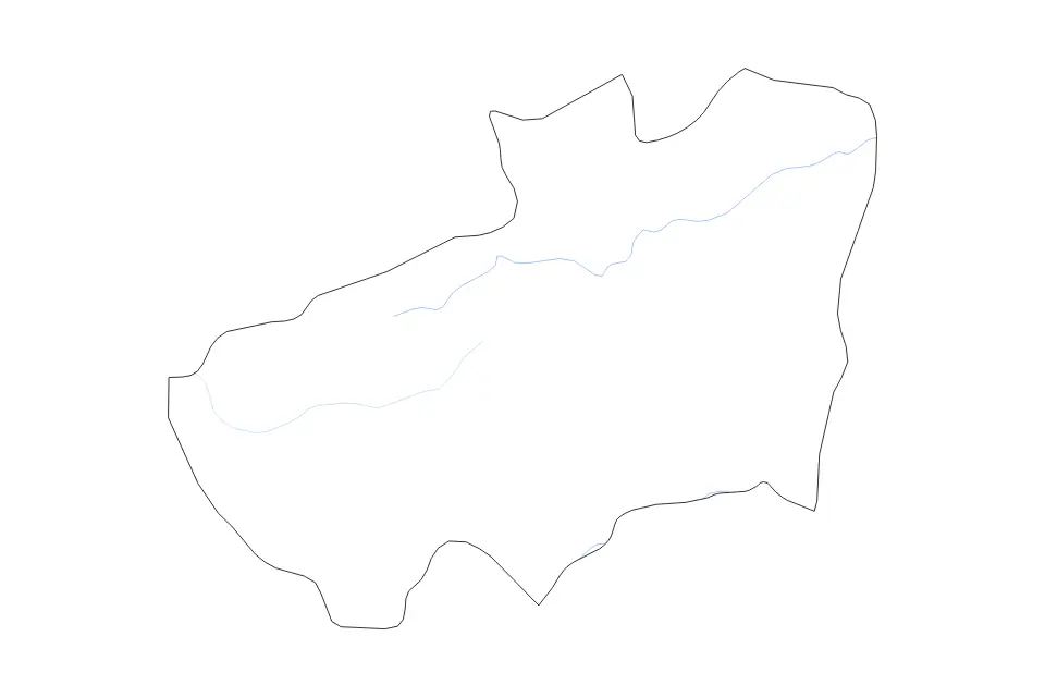 Outline map of Souk Ahras, Algeria with subdivision borders and rivers.