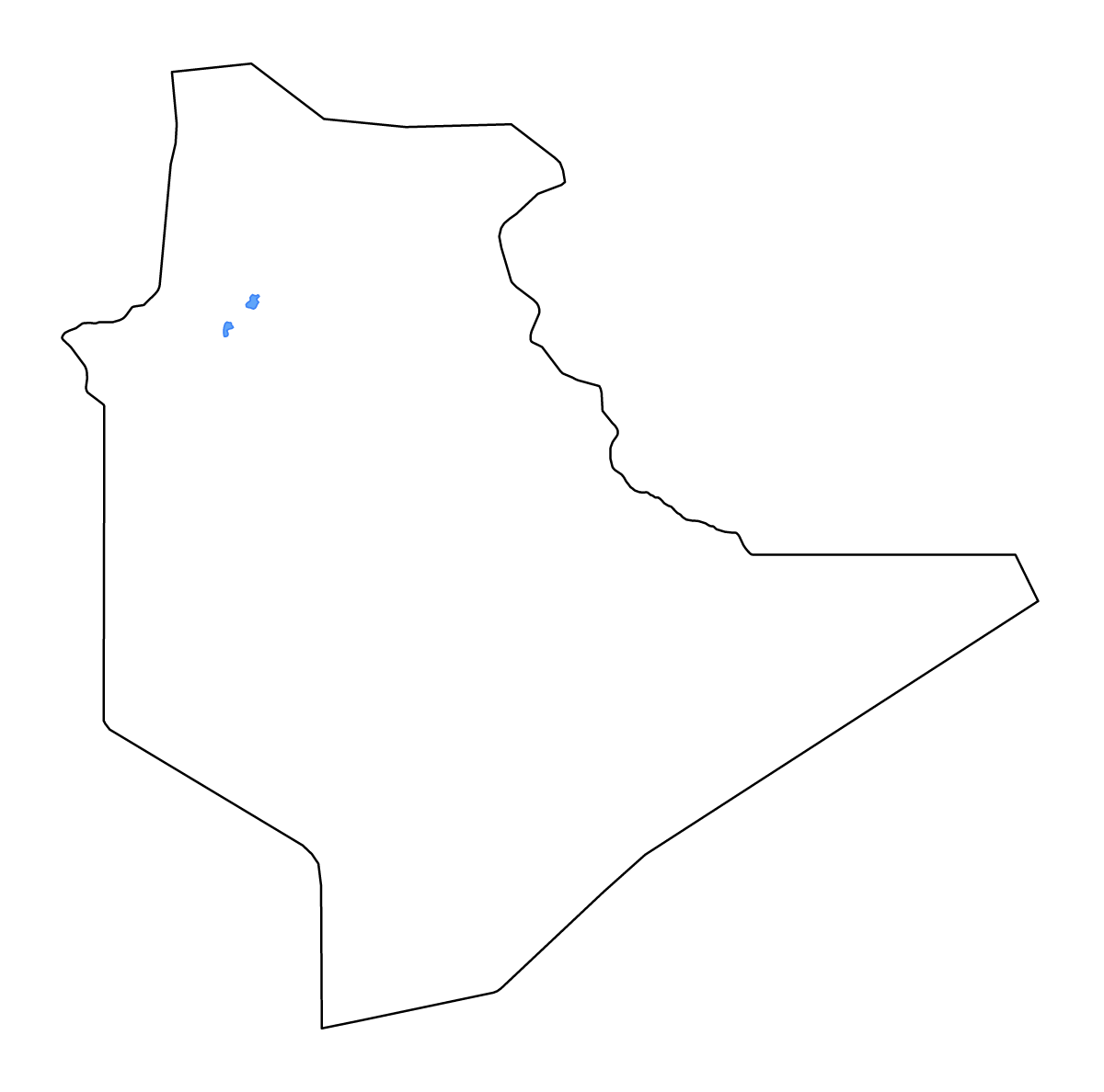 Mapa de contorno de Tamanghasset, Algeria con lagos y ríos.