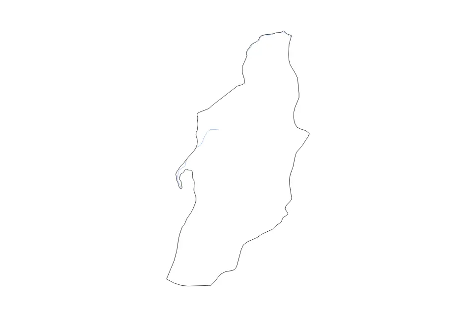 Outline map of Tébessa, Algeria with subdivision borders and rivers.