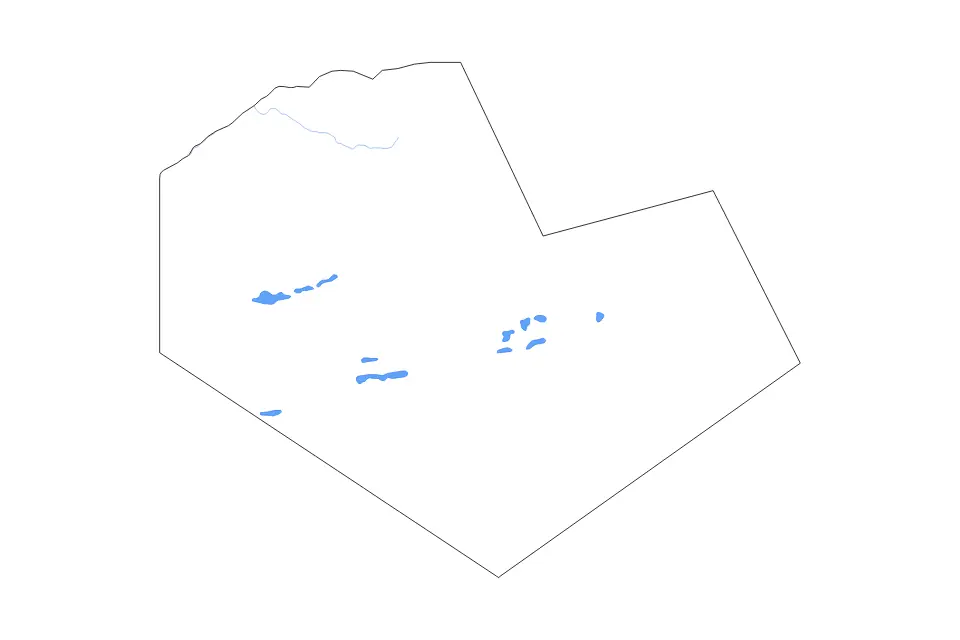 Outline map of Tindouf, Algeria with subdivision borders and major lakes and rivers.