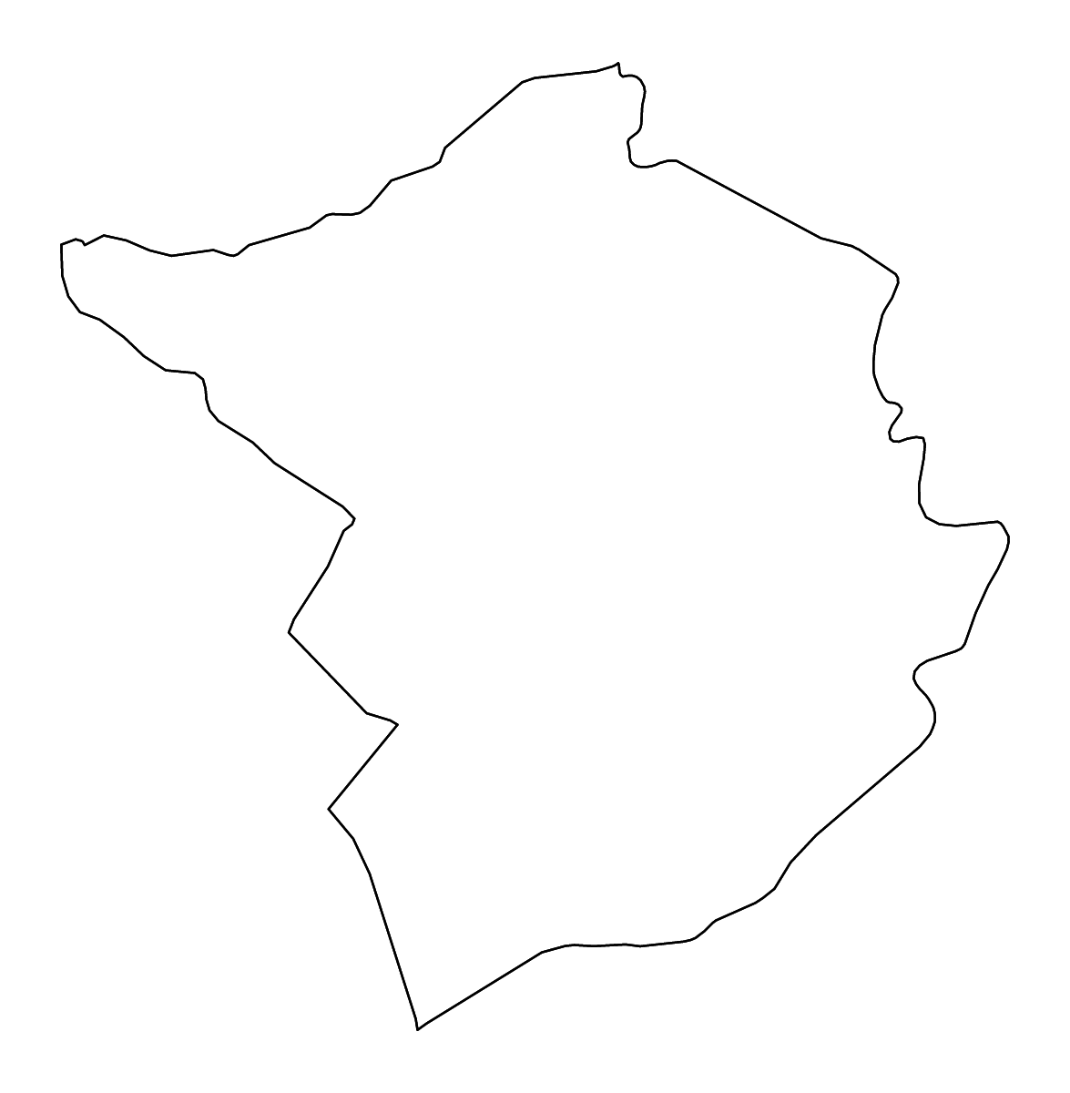 Mapa de contorno de Tlemcen, Algeria con ríos.