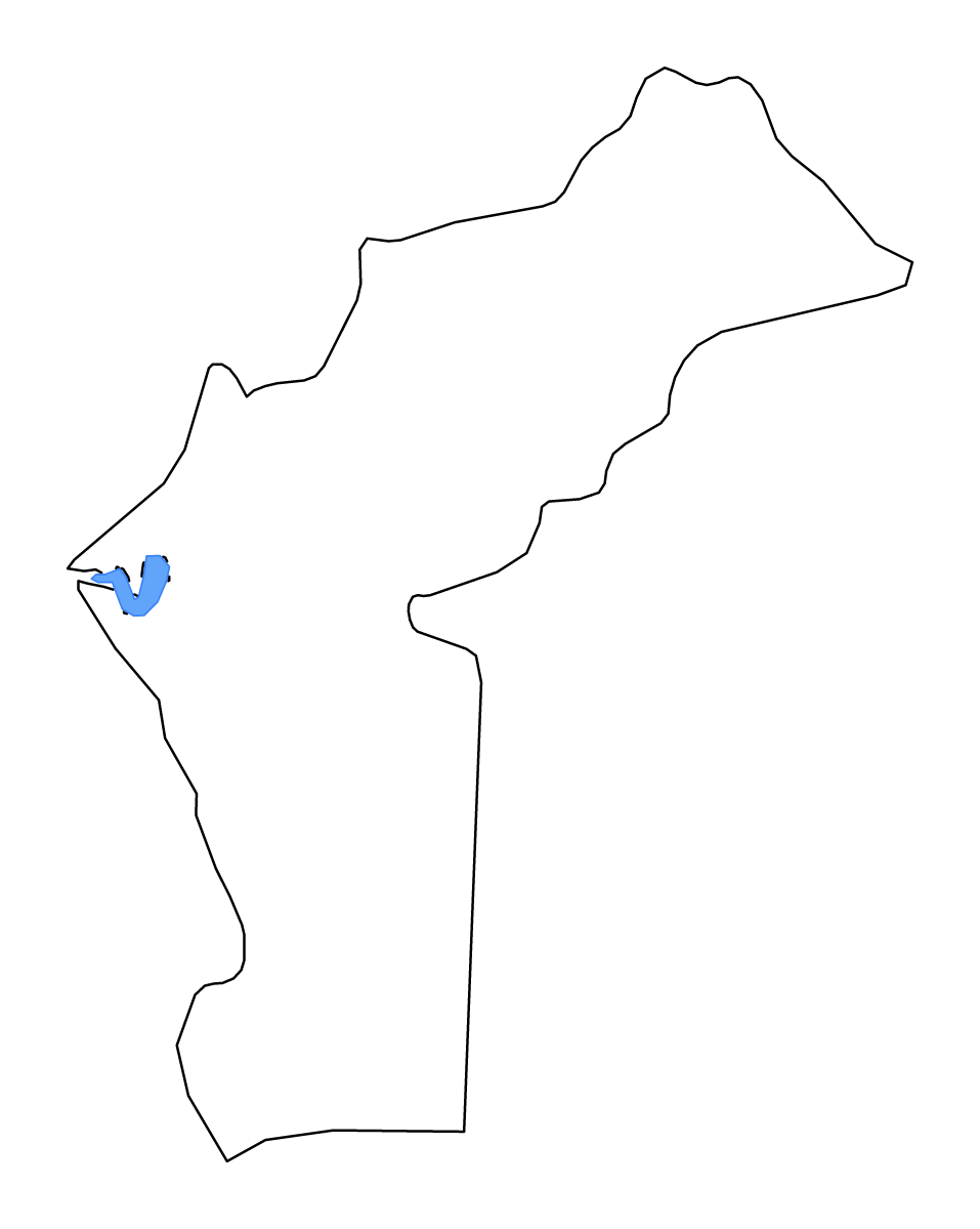 Mapa de contorno de Cabinda, Angola con lagos y ríos.