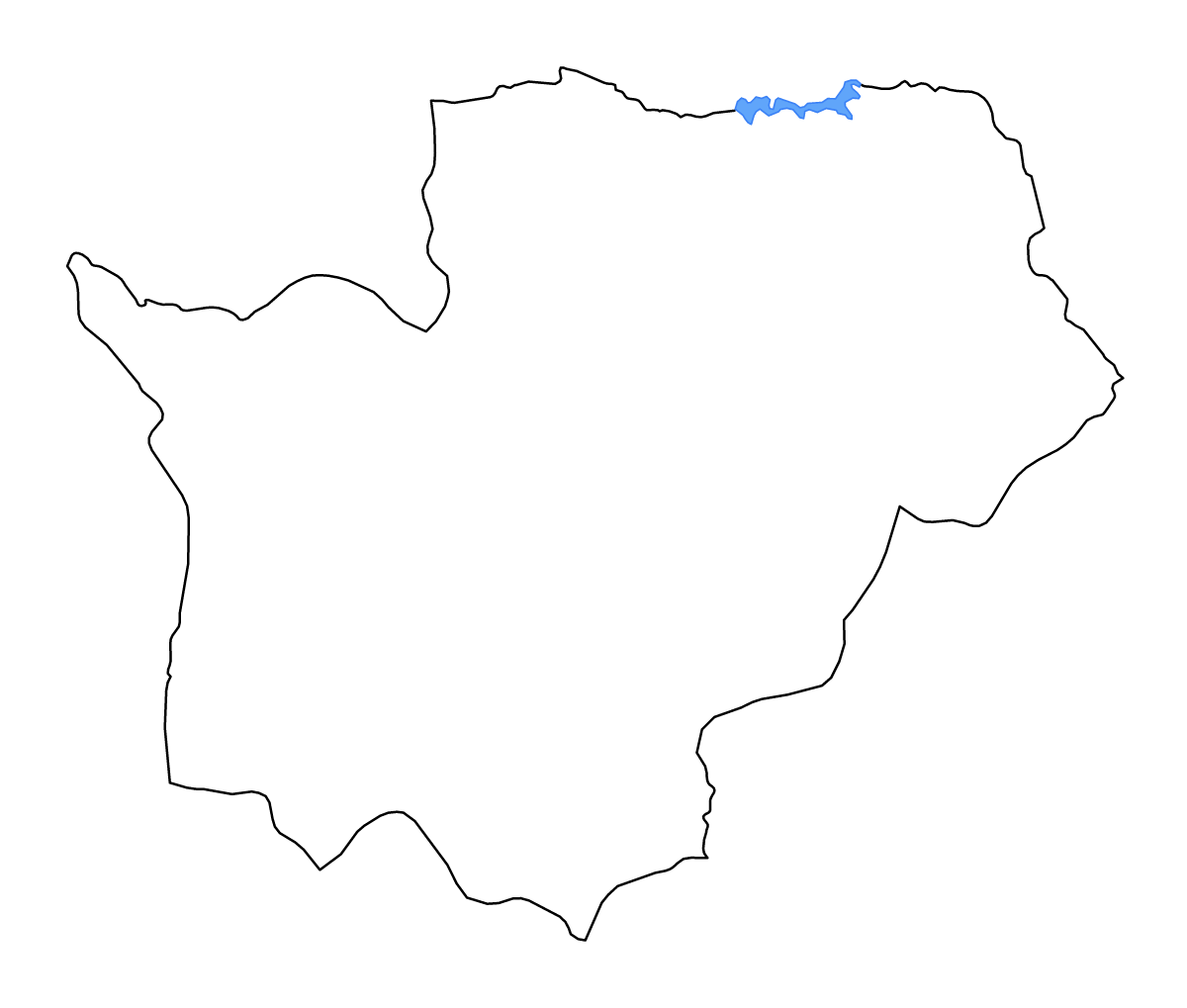 Mapa de contorno de Cuanza Sul, Angola con lagos y ríos.
