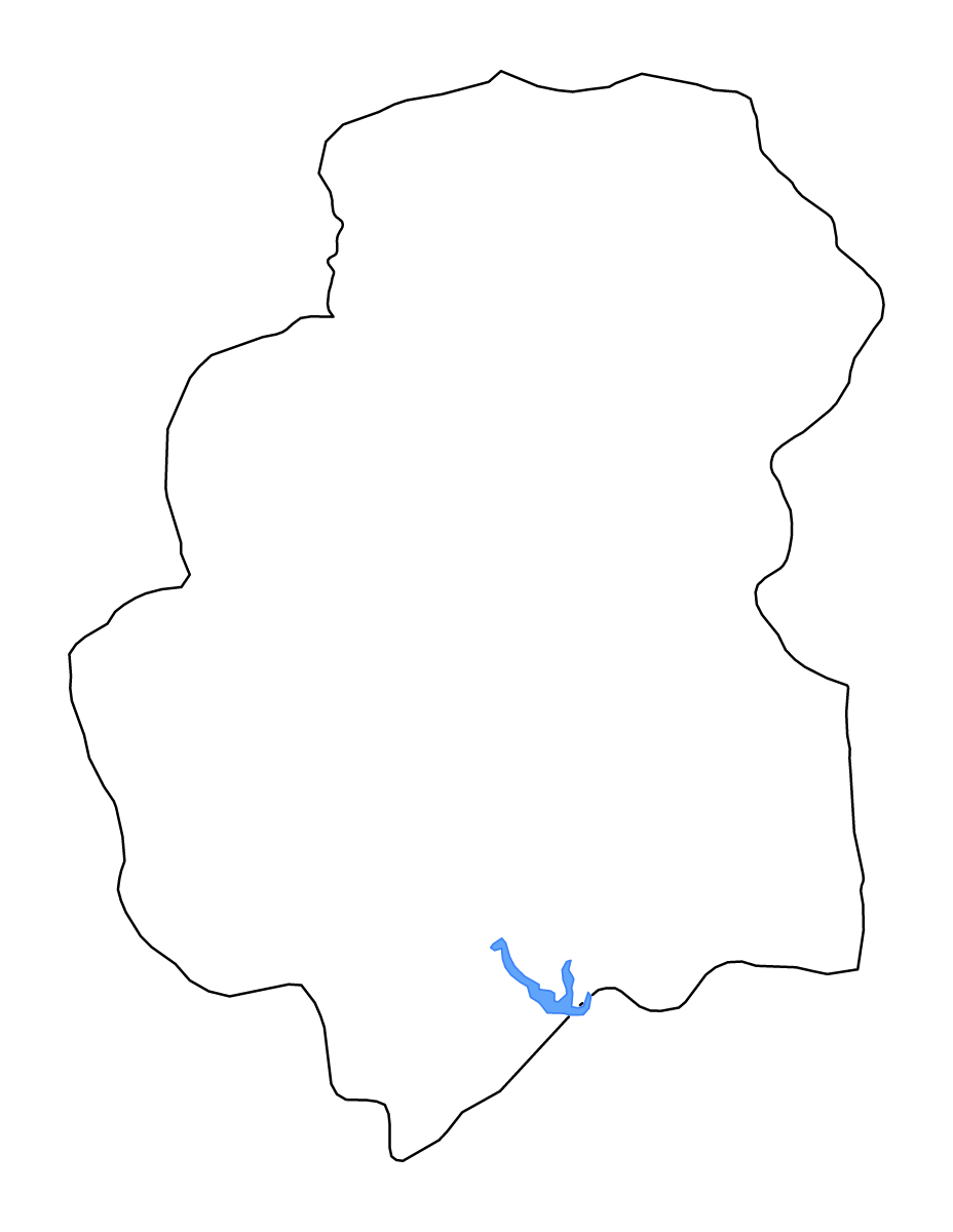 Carte de contour de Huambo, Angola avec lacs et rivières.