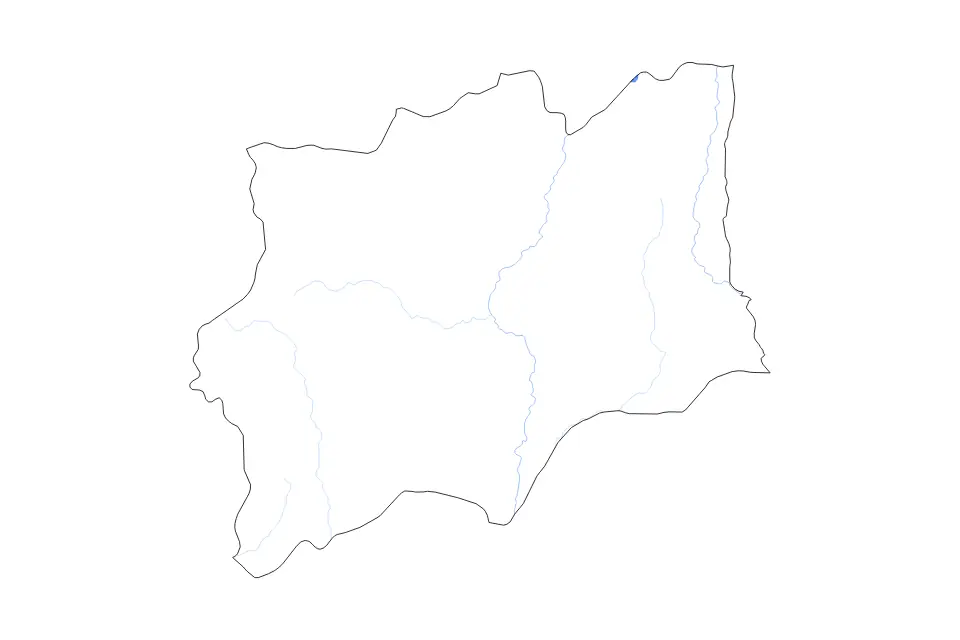 Mapa de Huíla, Angola de tipo contorno, lagos y ríos para África, con contorno, lagos y ríos con elementos de agua como Lagoa da Barragem do Gove.