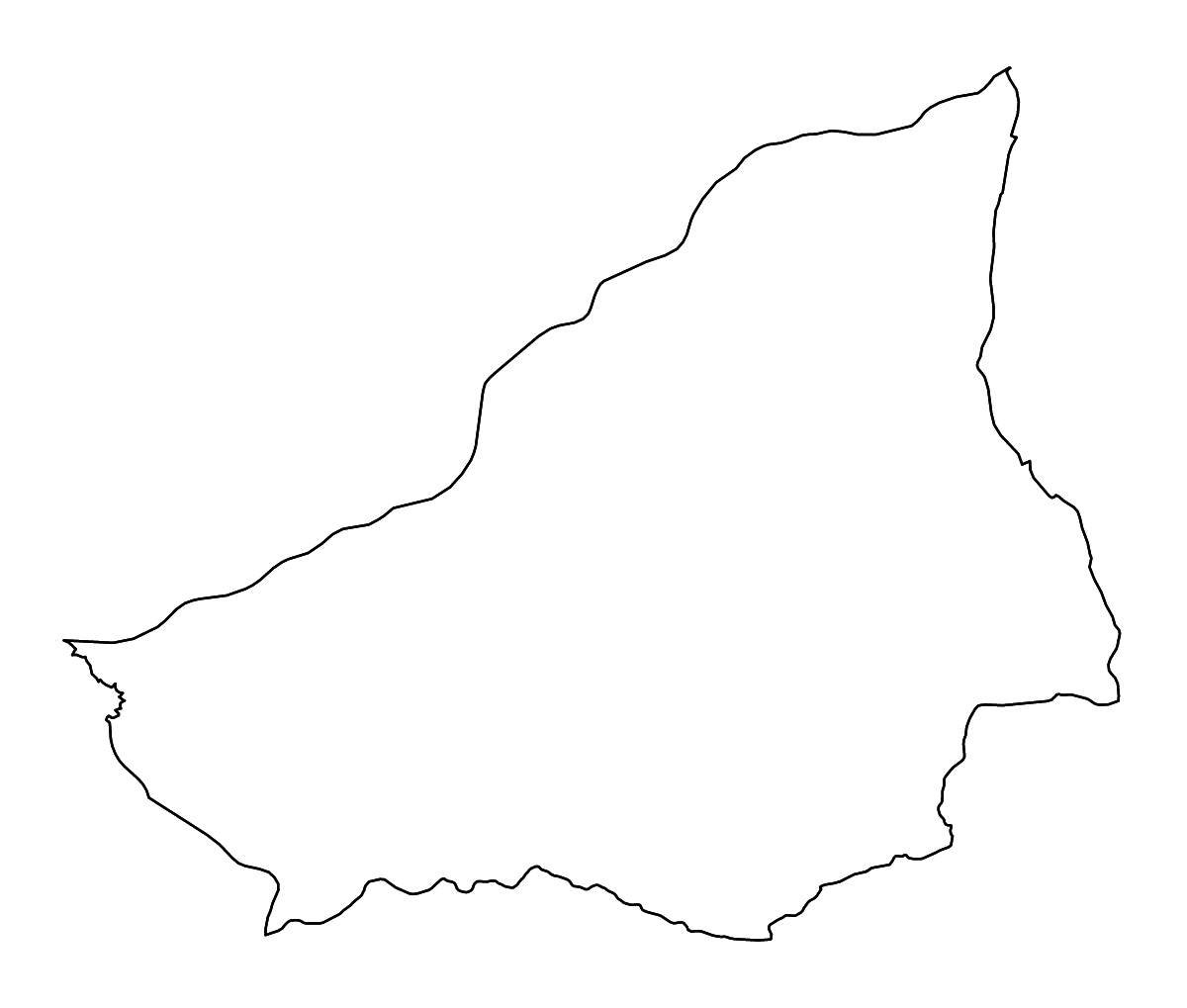 Carte de contour de Lunda Sul, Angola avec rivières.