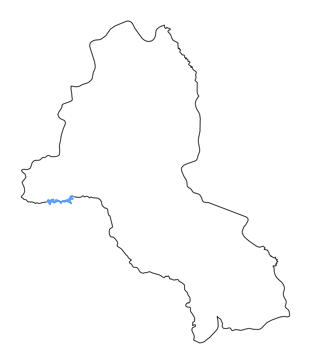 Mapa de contorno de Malanje, Angola con lagos y ríos.