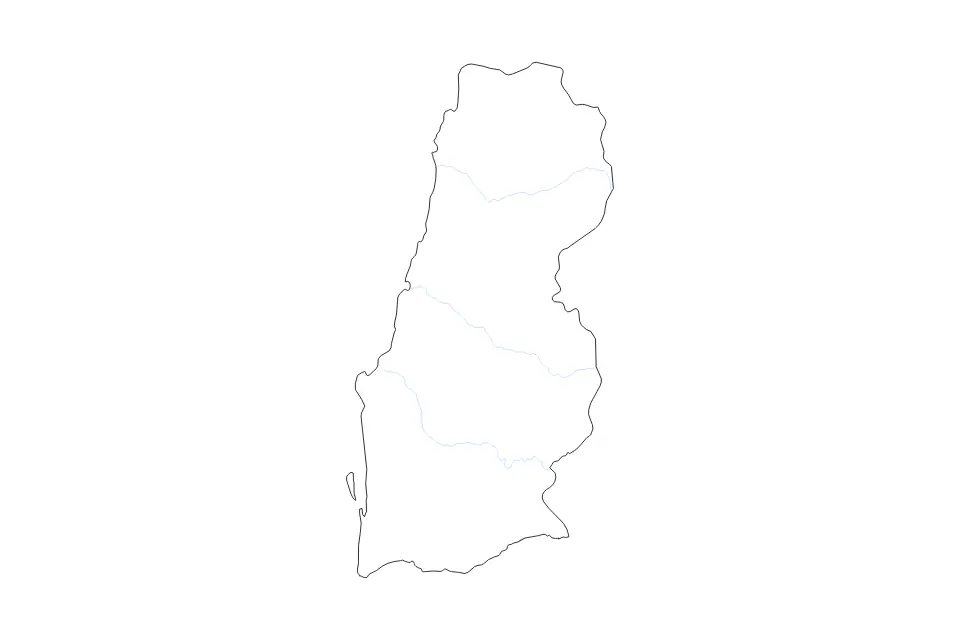 Mapa de Namibe, Angola de tipo contorno y ríos para África, con contorno y ríos con límites limpios.