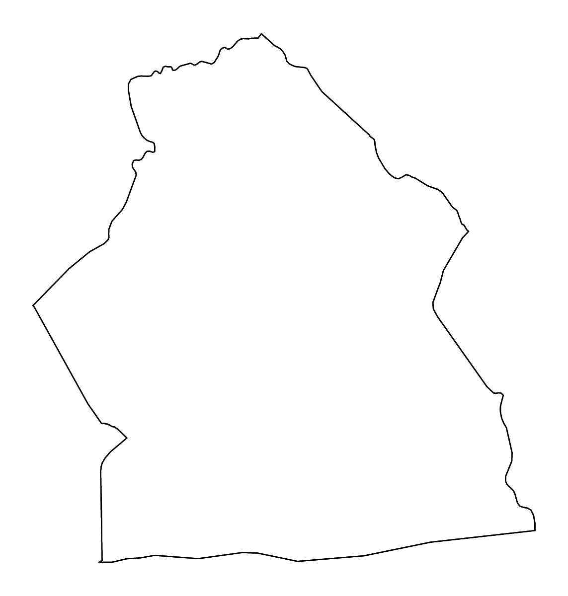 Mapa de contorno de Alibori, Benin con ríos.